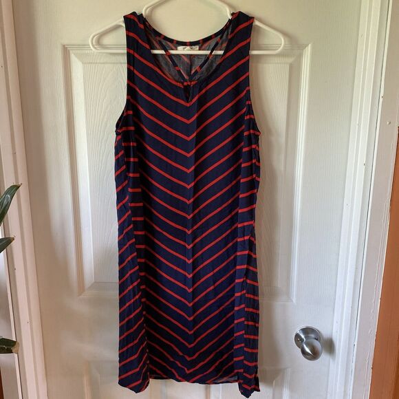 Maurice’s Dress Womens Size Small Sleeveless Navy And Red Striped Summer - Picture 1 of 12